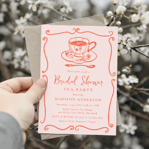 Launische Vintage-Rosa-Braut- Tea-Party Einladung