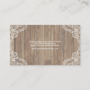 Launische Vintage-Spitze Alte Scheune Hochzeitsweb Visitenkarte