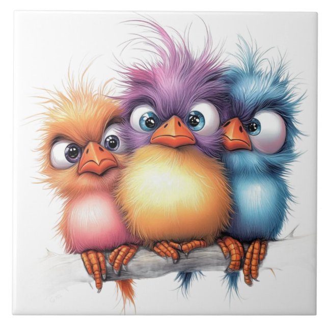 Launische Vögel  Fliese (Vorderseite)