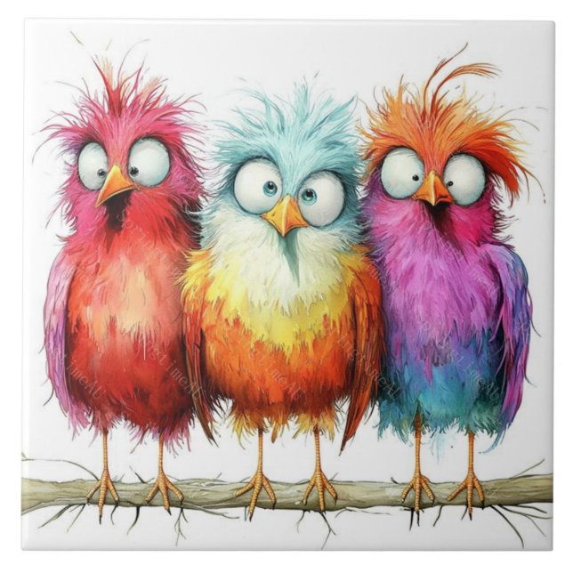 Launische Vögel Fliese (Vorderseite)