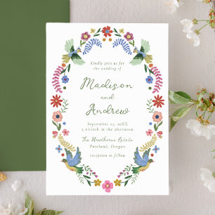 Launische Volkskunst-Blumenhochzeit Einladung