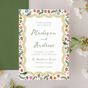 Launische Volkskunst-Blumenhochzeit Einladung