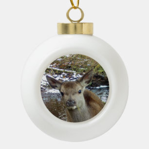 Launische Wald-Babyhirsche Freches Gesicht Keramik Kugel-Ornament