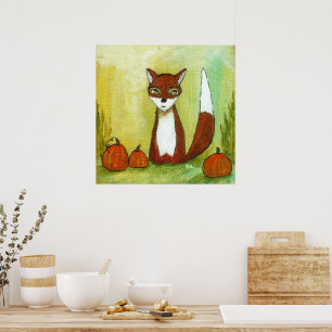 Launische Wald-Fuchs-Kunstmalerei mit Entscheidung Poster