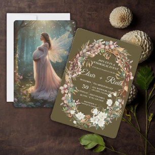 Launische Waldblumen-Foto-Babyparty Einladung