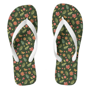 Launische Waldblumen und Blätter Flip Flops