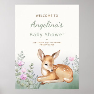 Launische Waldhirsch-Baby-Shower-Willkommensschild Poster
