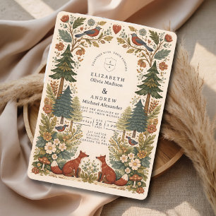 Launische Waldtiere der Folklore-Hochzeit Einladung