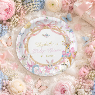 Launische Waldtiere Mädchen Baby Shower Pappteller