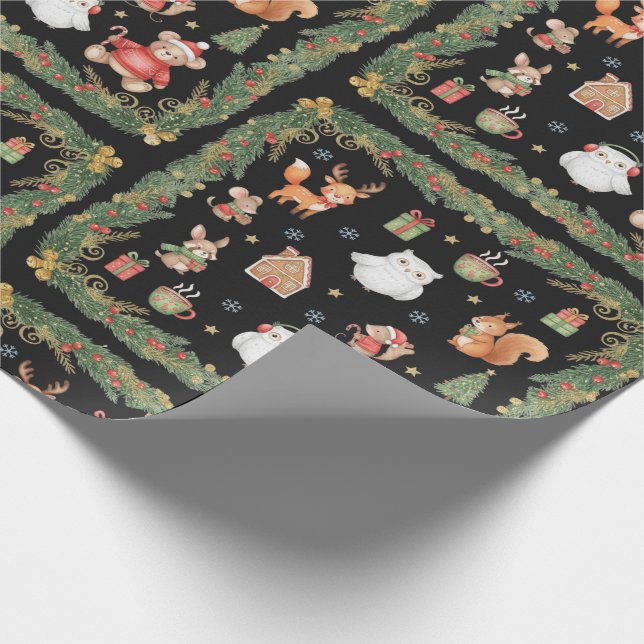 Launische Waldtiere Weihnachten Geschenkpapier (Ecke)