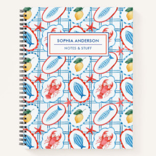 Launische Wasserfarbe Hummer & Zitrone Benutzerdef Notizbuch