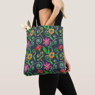 Launische Wasserfarben-Blumen Navy Blau
