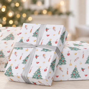 Launische Wasserfarben-Weihnachtsbaum Geschenkpapier