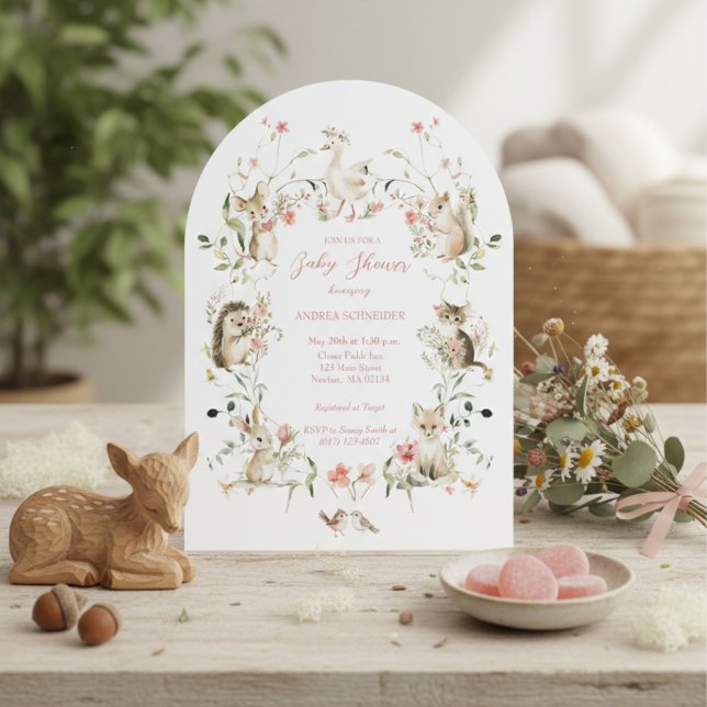 Launische Wassermalerei Florale Wald Baby Shower Einladung (Von Creator hochgeladen)