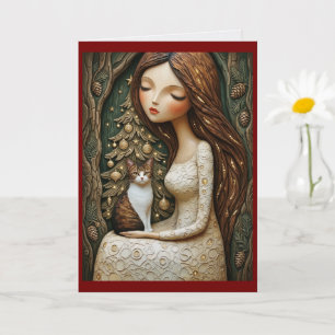 Launische Weihnachtskatze Wintermaid Flat Card Karte