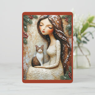 Launische Weihnachtskatze Wintermaid Kunstkarte Karte