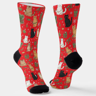 Launische Weihnachtskatzen-Muster-Socken  Socken