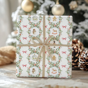 Launische Weihnachtskränze und Spielzeuge Geschenkpapier