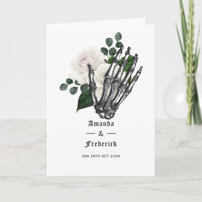 Launische weiße florale gotische Hochzeit Programm (Vorderseite)