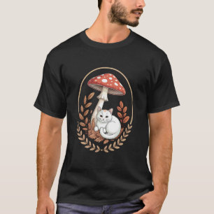Launische weiße Katze unter Pilz Cottagecore Grafi T-Shirt