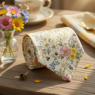 Launische Wiesenblumen & Bienen Krawatte