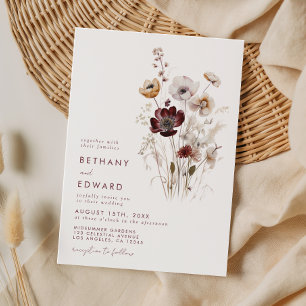 Launische Wildblumen-Hochzeit im Herbst Einladung