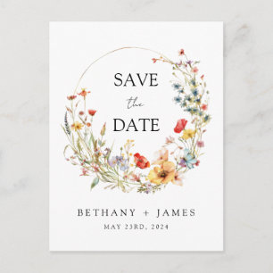 Launische Wildblumen-Hochzeit - Save the Date Einladungspostkarte