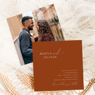 Launische Wüste Terrakotta-Foto-Quadrat-Hochzeit Einladung