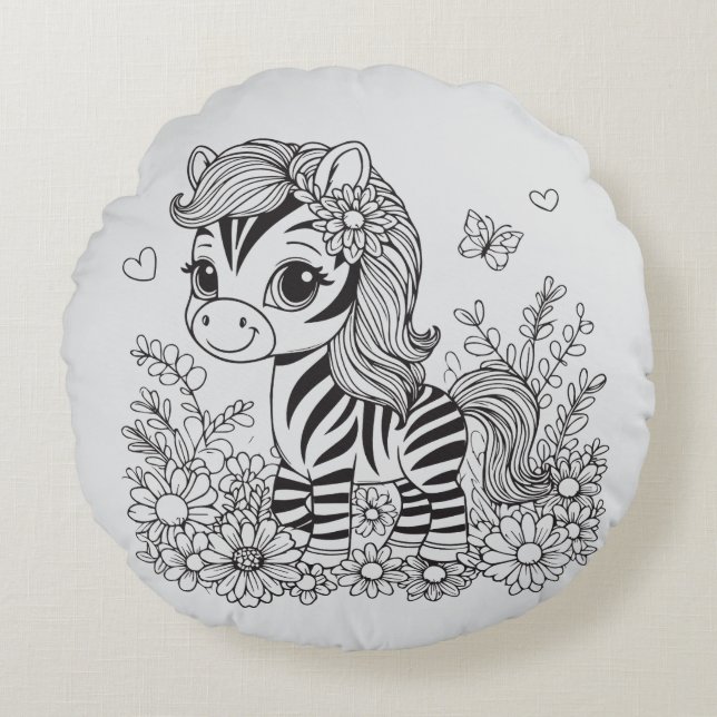 Launische Zebra Rundes Kissen (Vorderseite)