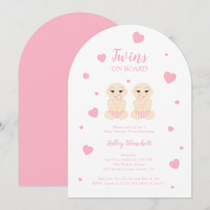 Launische Zwillinge Baby Shower Pink Hearts LPM26 Einladung