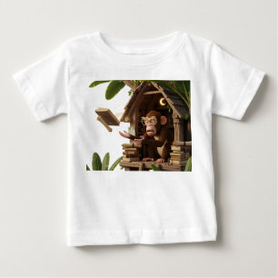 Launischer Affenscholar in einer Baumhausbibliothe Baby T-shirt