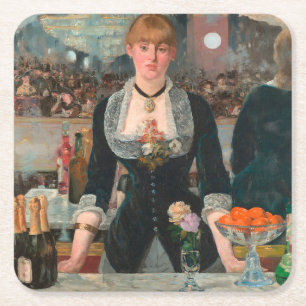 Launischer Barkeeper aus Paris Manet Eine Bar in d Rechteckiger Pappuntersetzer