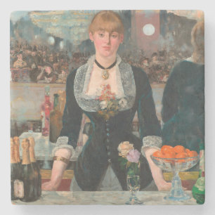 Launischer Barkeeper aus Paris Manet Eine Bar in d Steinuntersetzer