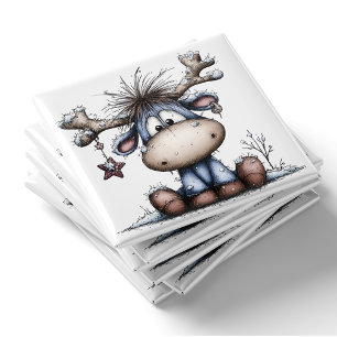 Launischer blauer Baby-Rentier-Weihnachtsmagnet Magnet