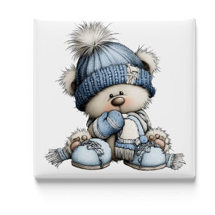 Launischer blauer Bär-Weihnachtsmagnet Magnet
