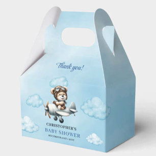 Launischer blauer brauner Teddybär-Pilot-Baby-Part Geschenkschachtel