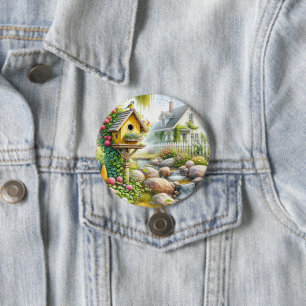 Launischer Cottage-Garten-Vogelhaus-Bach Button