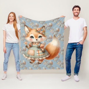 Launischer Cottagecore Floraler Pastell Fuchs Fleecedecke