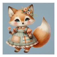 Launischer Cottagecore Floraler Pastell Fuchs