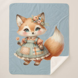 Launischer Cottagecore Floraler Pastell Fuchs  Sherpadecke
