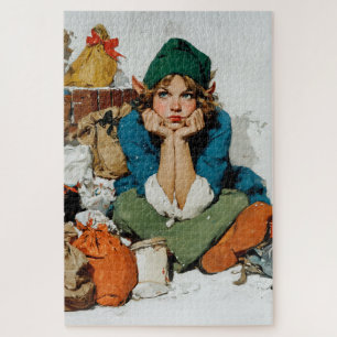 Launischer Elf zwischen Geschenktaschen Puzzle