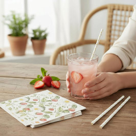 Launischer Erdbeer-Gänseblümchen Blumenprint Servi Serviette