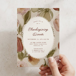 Launischer floraler Hintergrund Spitze Thanksgivin Einladung