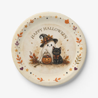 Launischer Geist Schwarze Katze Frohes Halloween Pappteller