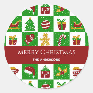 Launischer grüner Tannenbaum-Gingerbread-Weihnacht Runder Aufkleber