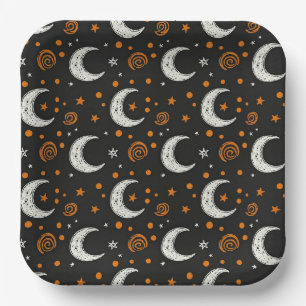 Launischer Halloween-Himmel-Mond Pappteller