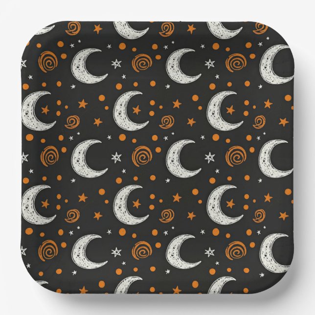 Launischer Halloween-Himmel-Mond  Pappteller (Vorderseite)