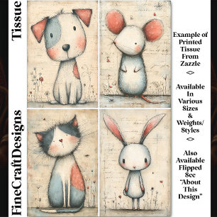 Launischer Hund, Katze, Maus & Bunny DS1L Dekoupag Seidenpapier