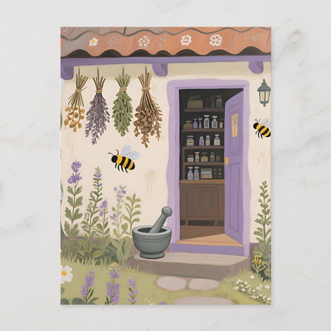 Launischer Kräutergarten Cottage Postkarte (Vorderseite)
