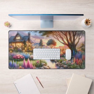 Launischer Landhausgarten Sonnenuntergang Schreibtischunterlage